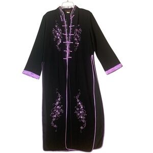 Silver Dragon Kimono  Lavender Embroidered Trim - Women's Robe Size 4X Vintage